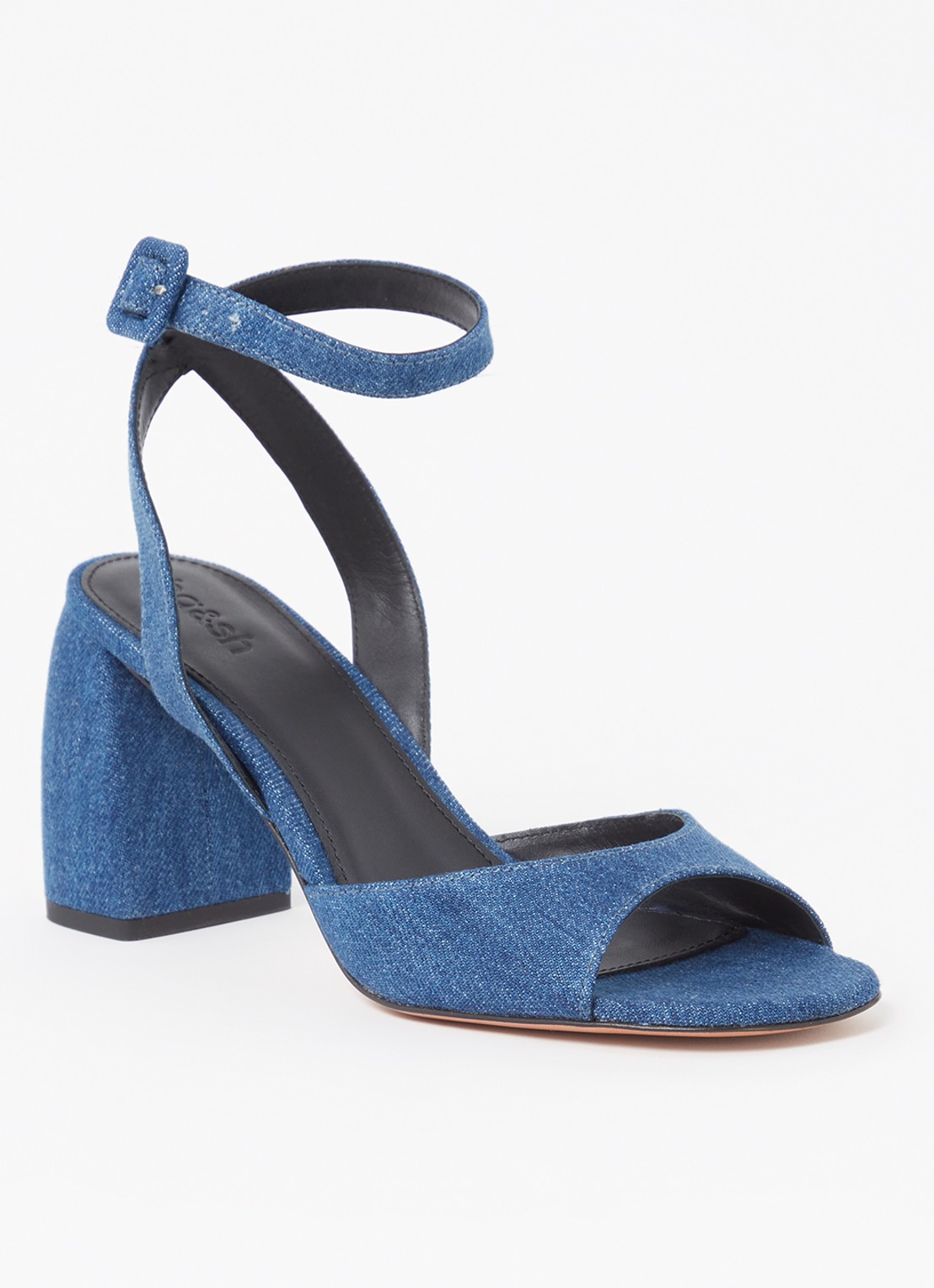 ba&sh Cassie sandalette van denim - voorkant indigo