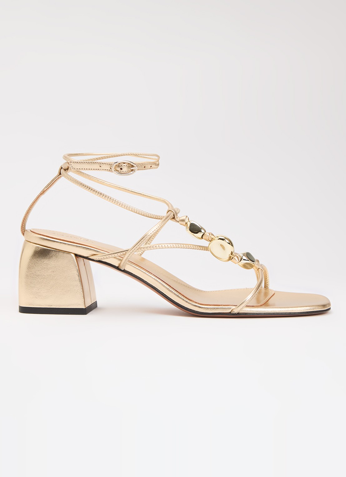 ba&sh Caya sandalette van lamsleer - voorkant goud