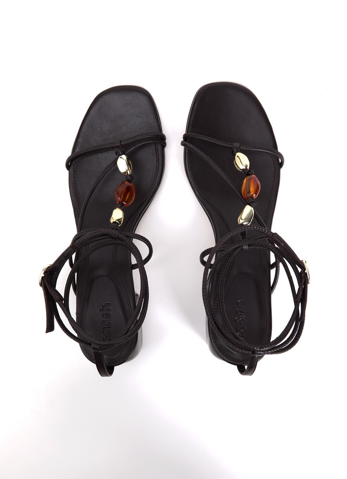 ba&sh Caya sandalette van lamsleer - detail 3 donkerbruin