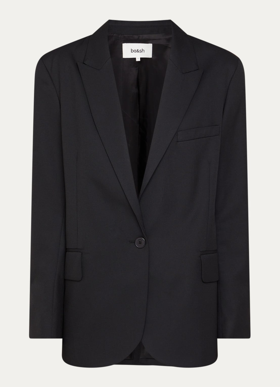 ba&sh Cayne blazer in wolblend met klepzakken - voorkant 3 zwart