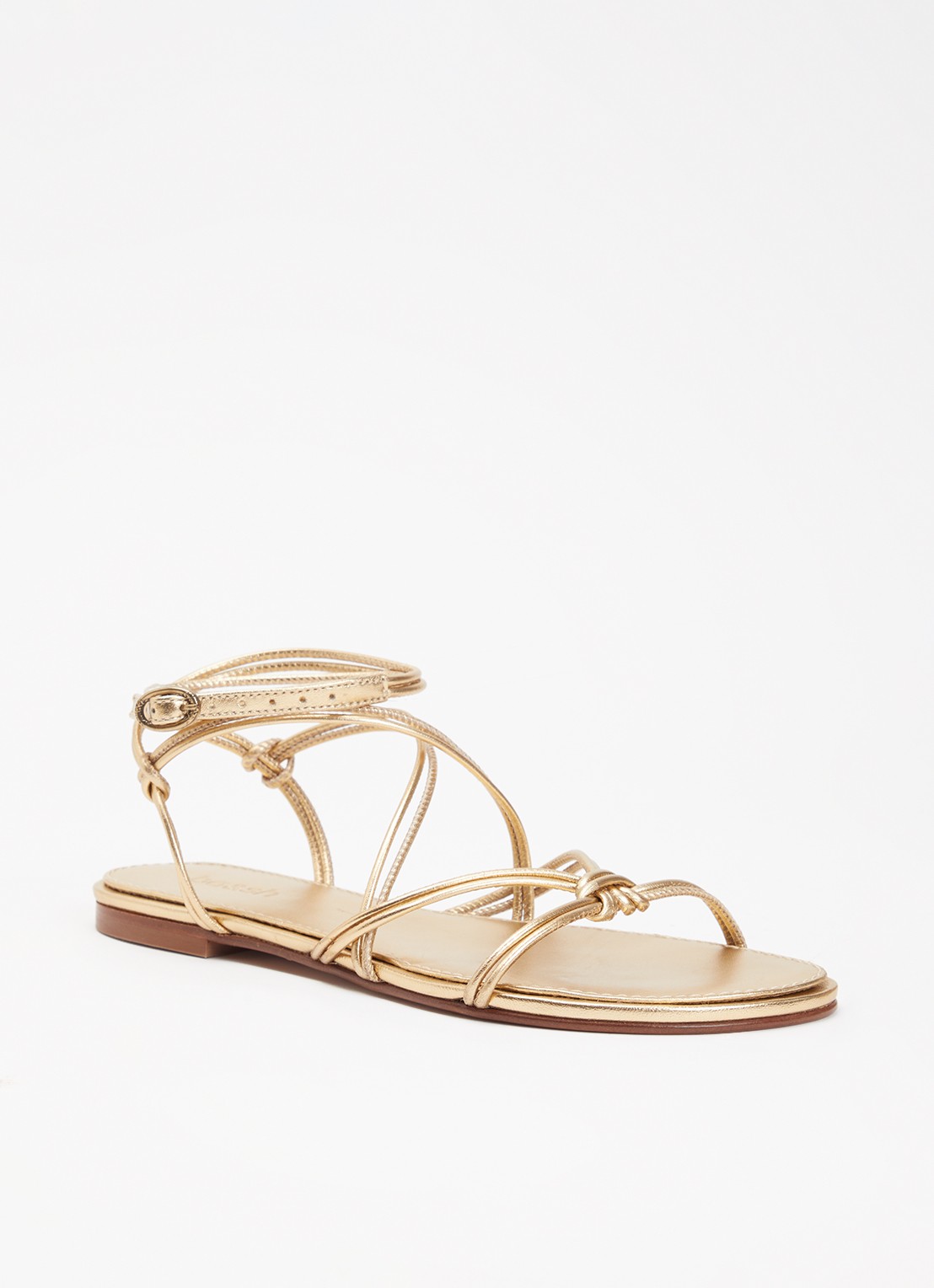 ba&sh Cegane sandaal van leer met metallic finish - voorkant 8 goud