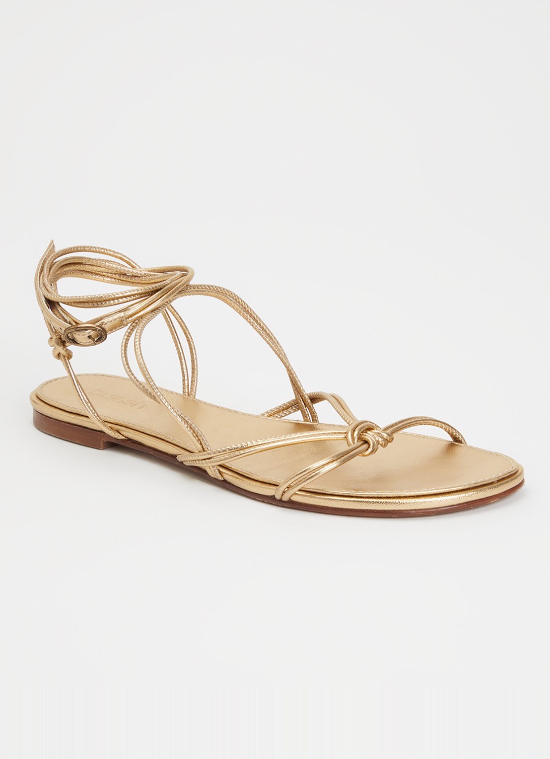 ba&sh Cegane sandaal van leer met metallic finish - voorkant 9 goud