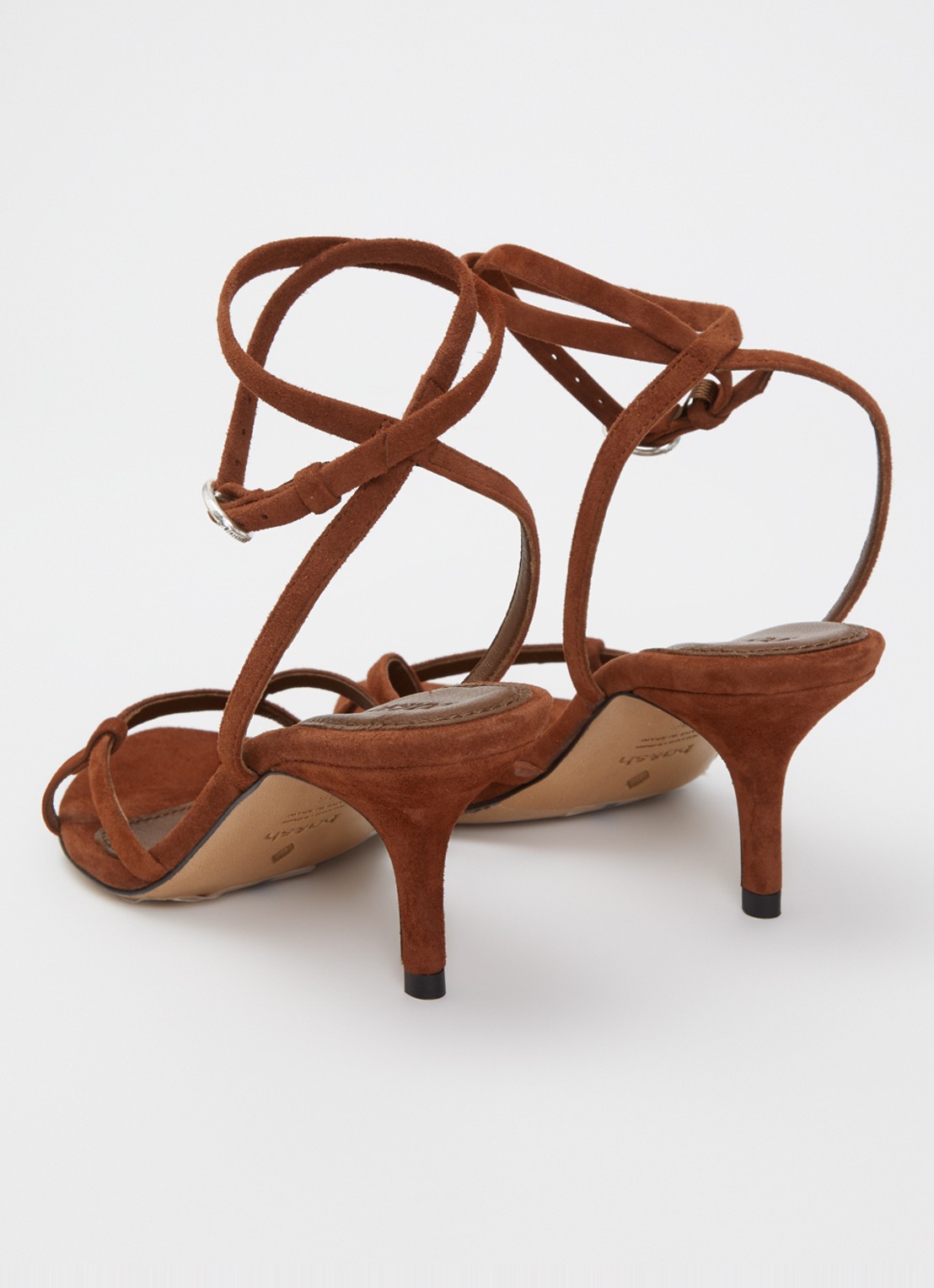 ba&sh Cera sandalette van suède - achterkant 5 roodbruin