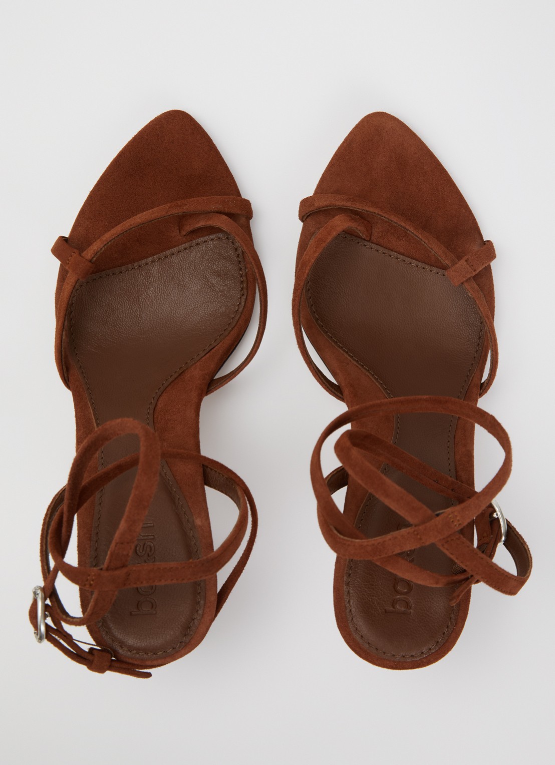 ba&sh Cera sandalette van suède - detail 2 roodbruin