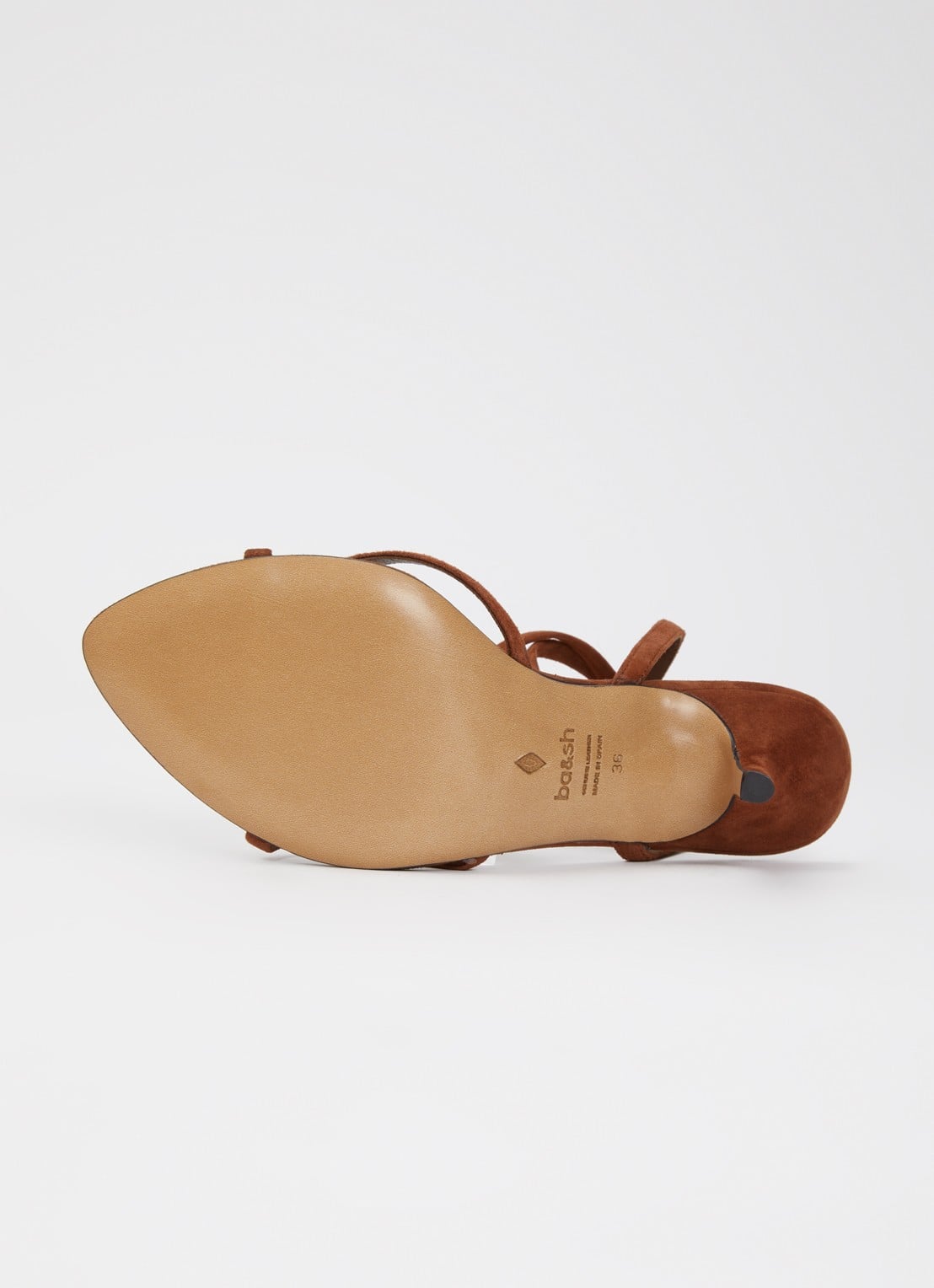 ba&sh Cera sandalette van suède - detail 3 roodbruin