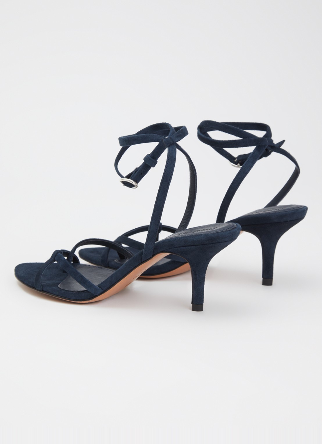 ba&sh Cera sandalette van suède - achterkant 2 donkerblauw