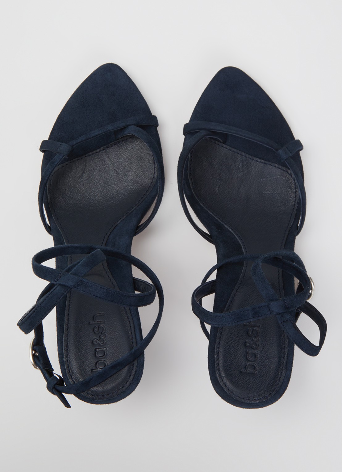 ba&sh Cera sandalette van suède - detail 4 donkerblauw