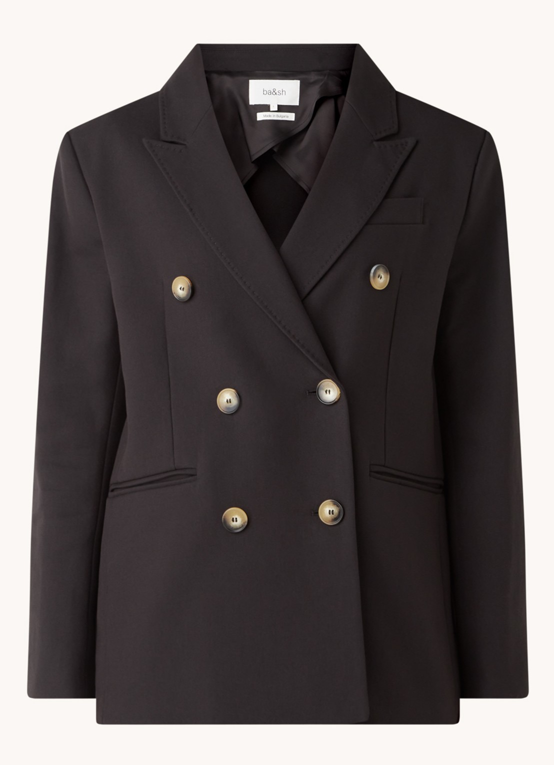 Ba&sh Cesar double-breasted blazer met paspelzakken - voorkant 2 zwart