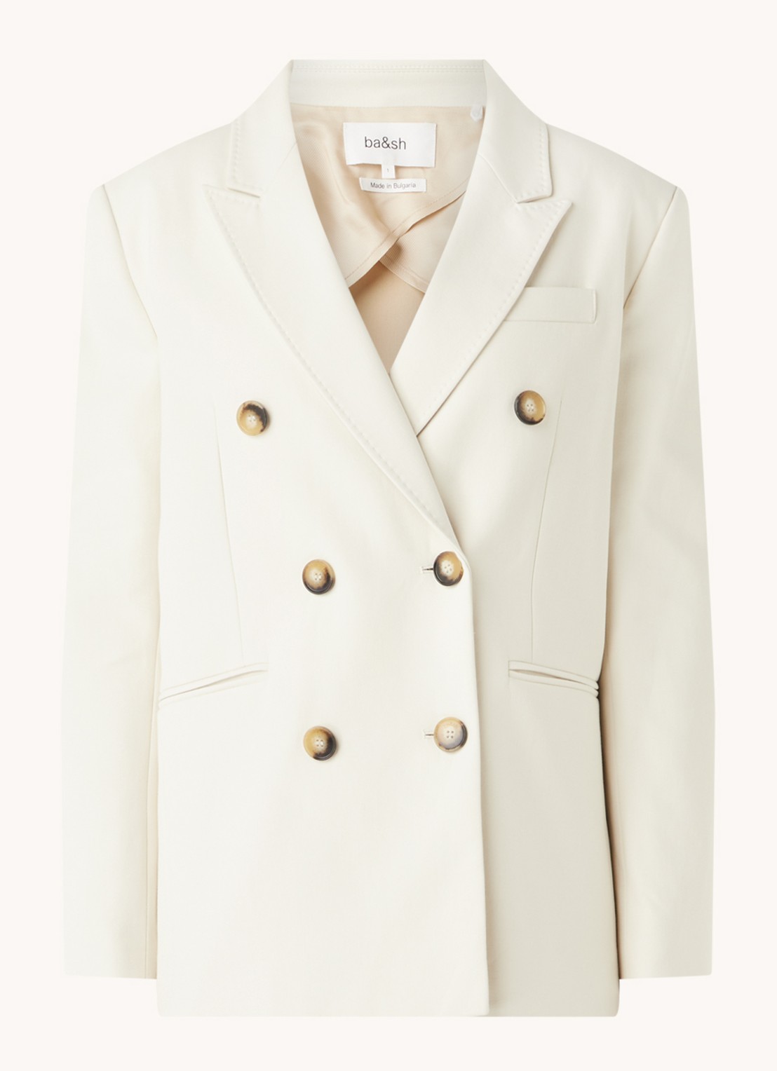 Ba&sh Cesar double-breasted blazer met paspelzakken - voorkant 2 creme