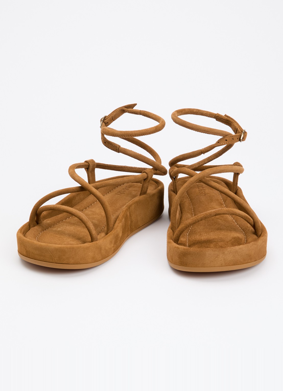 ba&sh Cesaria sandaal van leer - detail cognac