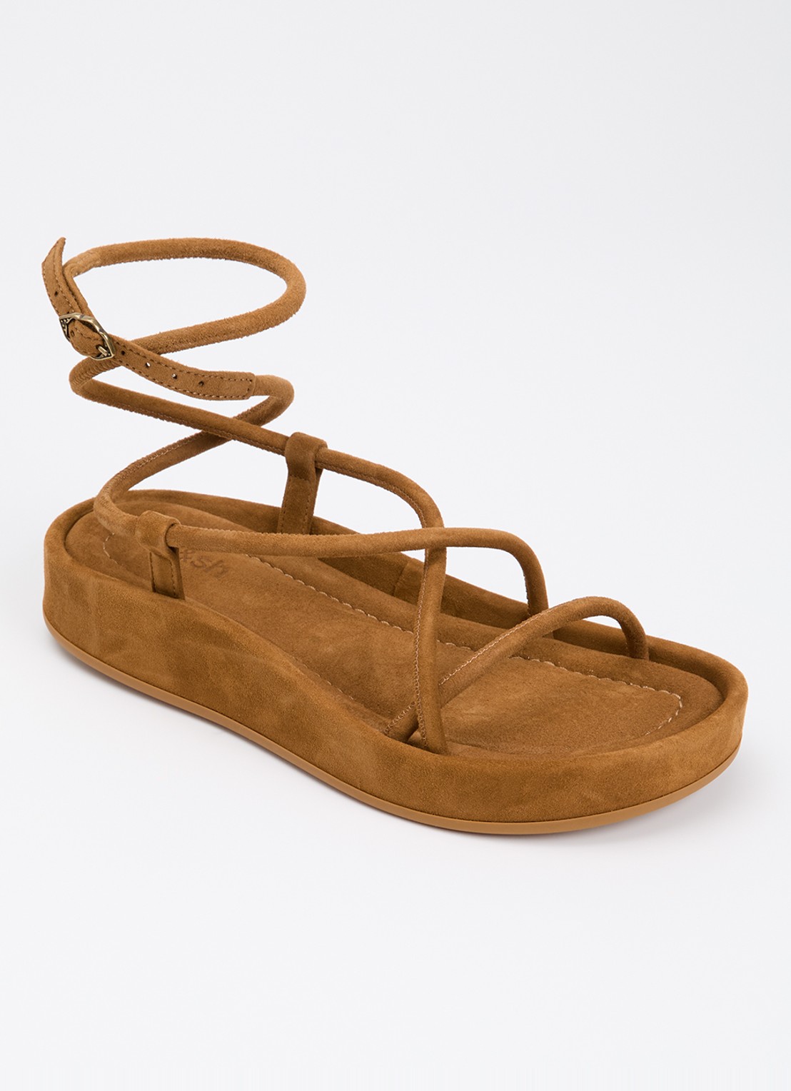 ba&sh Cesaria sandaal van leer - voorkant 6 cognac