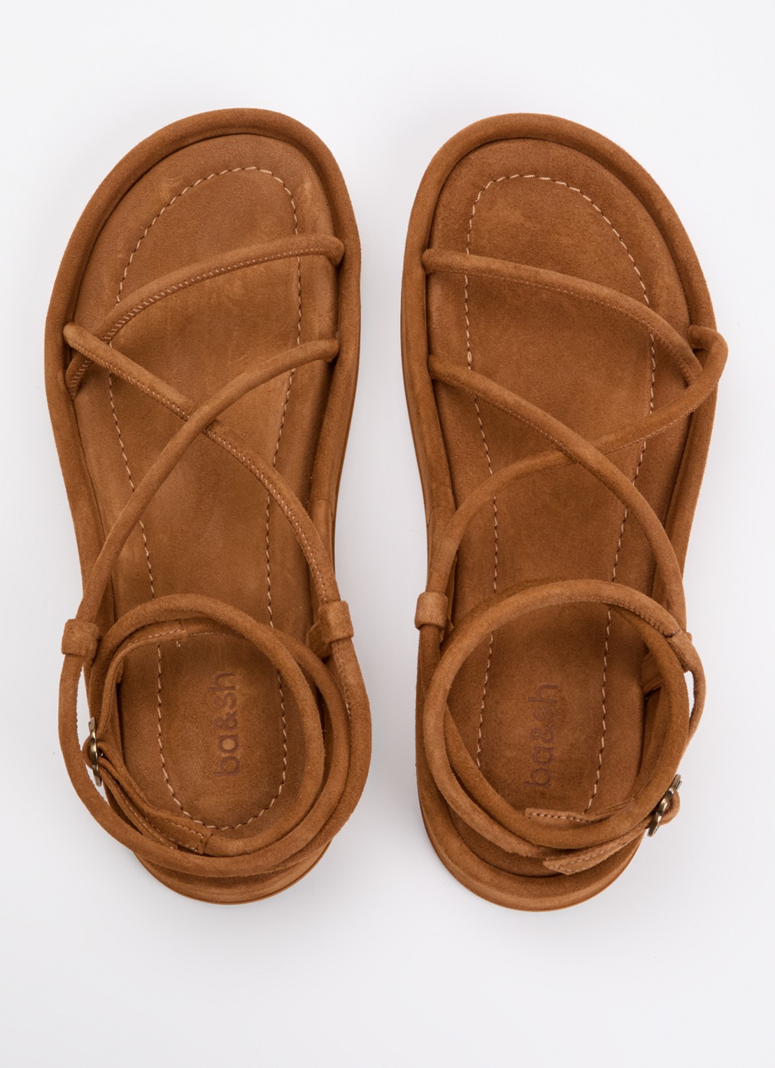 ba&sh Cesaria sandaal van leer - detail 5 cognac