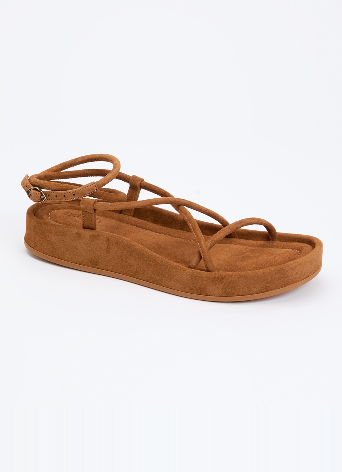ba&sh Cesaria sandaal van leer - voorkant 7 cognac