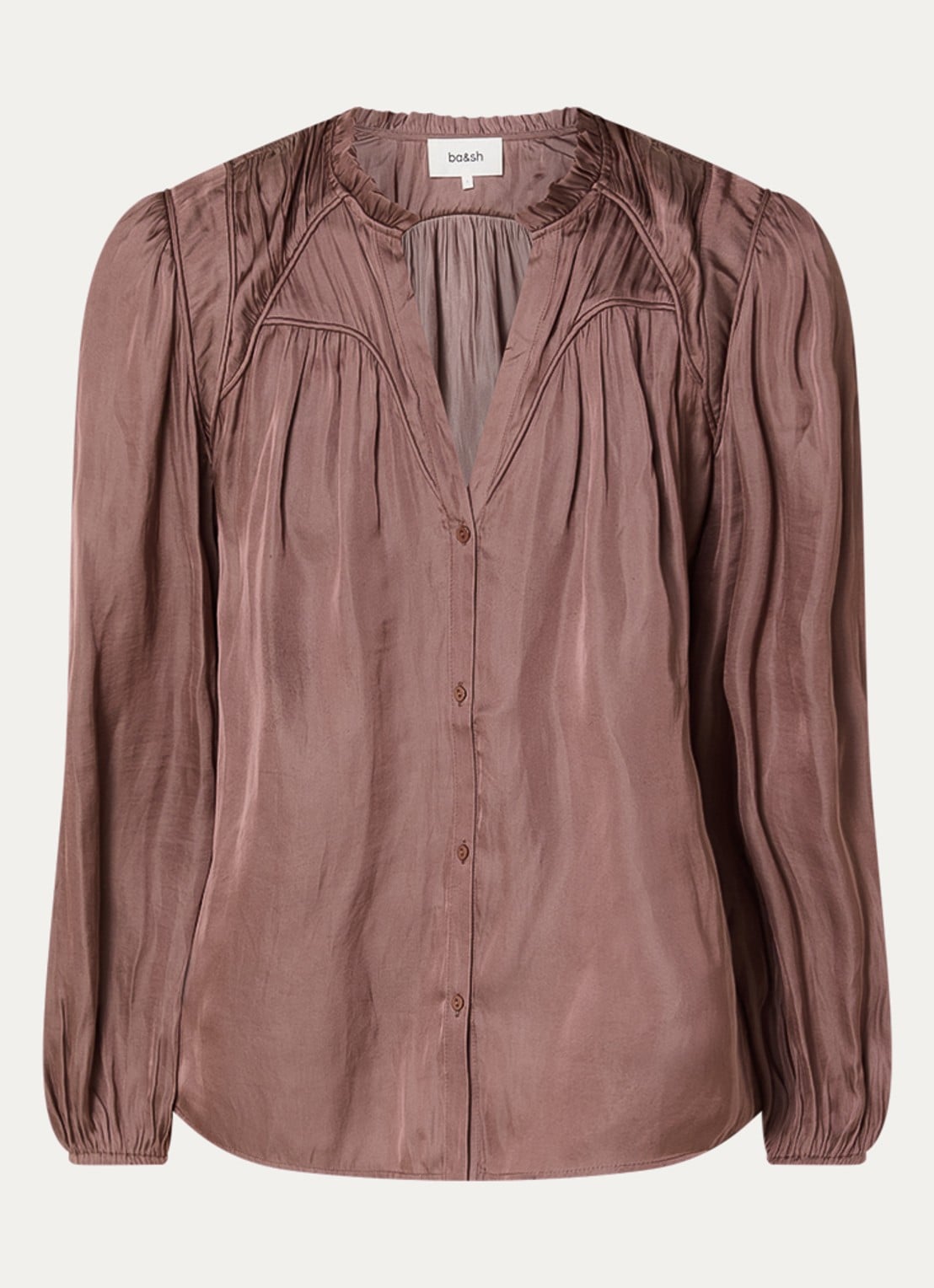 ba&sh Cesira blouse met plooidetail - voorkant bruin
