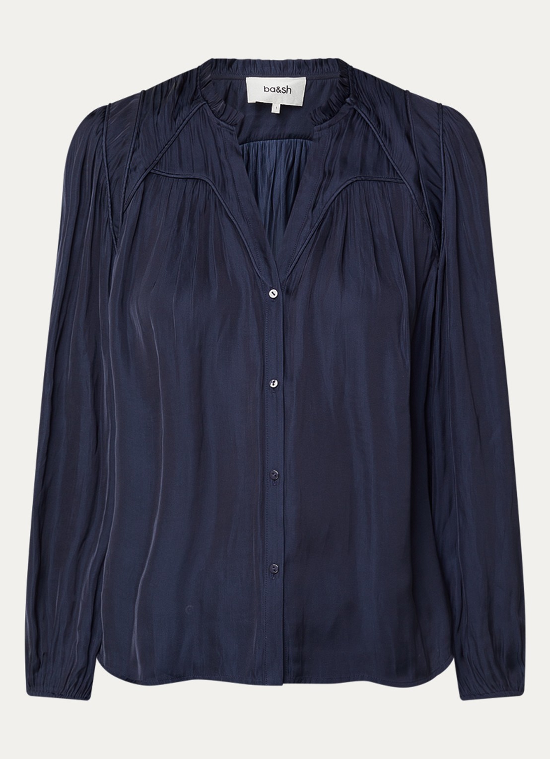 ba&sh Cesira blouse met plooidetail - voorkant donkerblauw