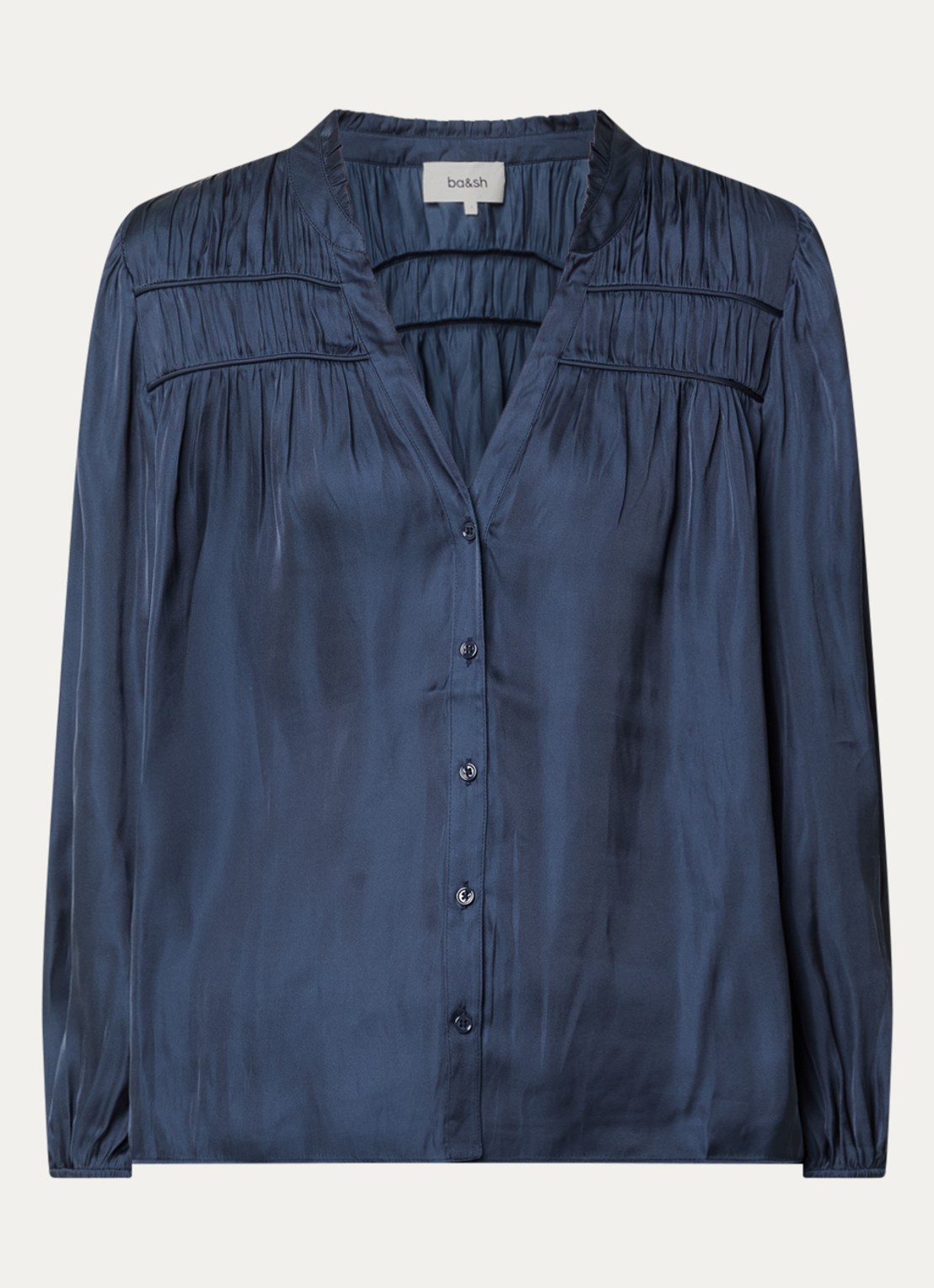 ba&sh Cessia blouse met ruches - voorkant donkerblauw