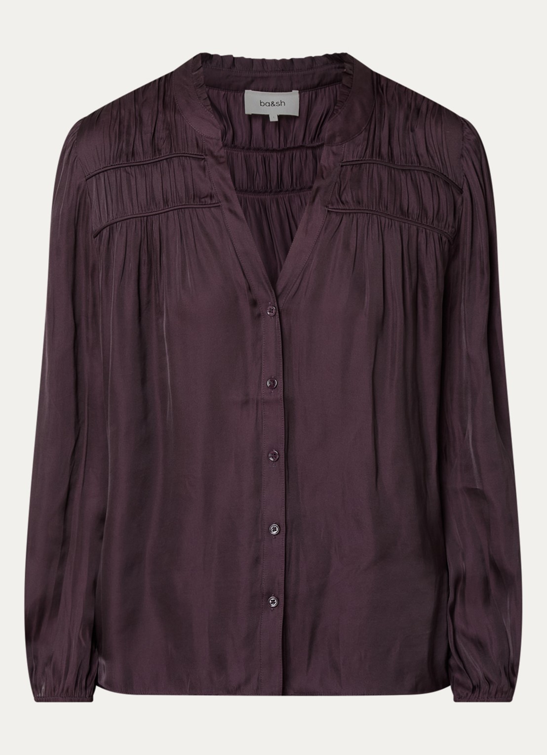 ba&sh Cessia blouse met ruches - voorkant 3 paars