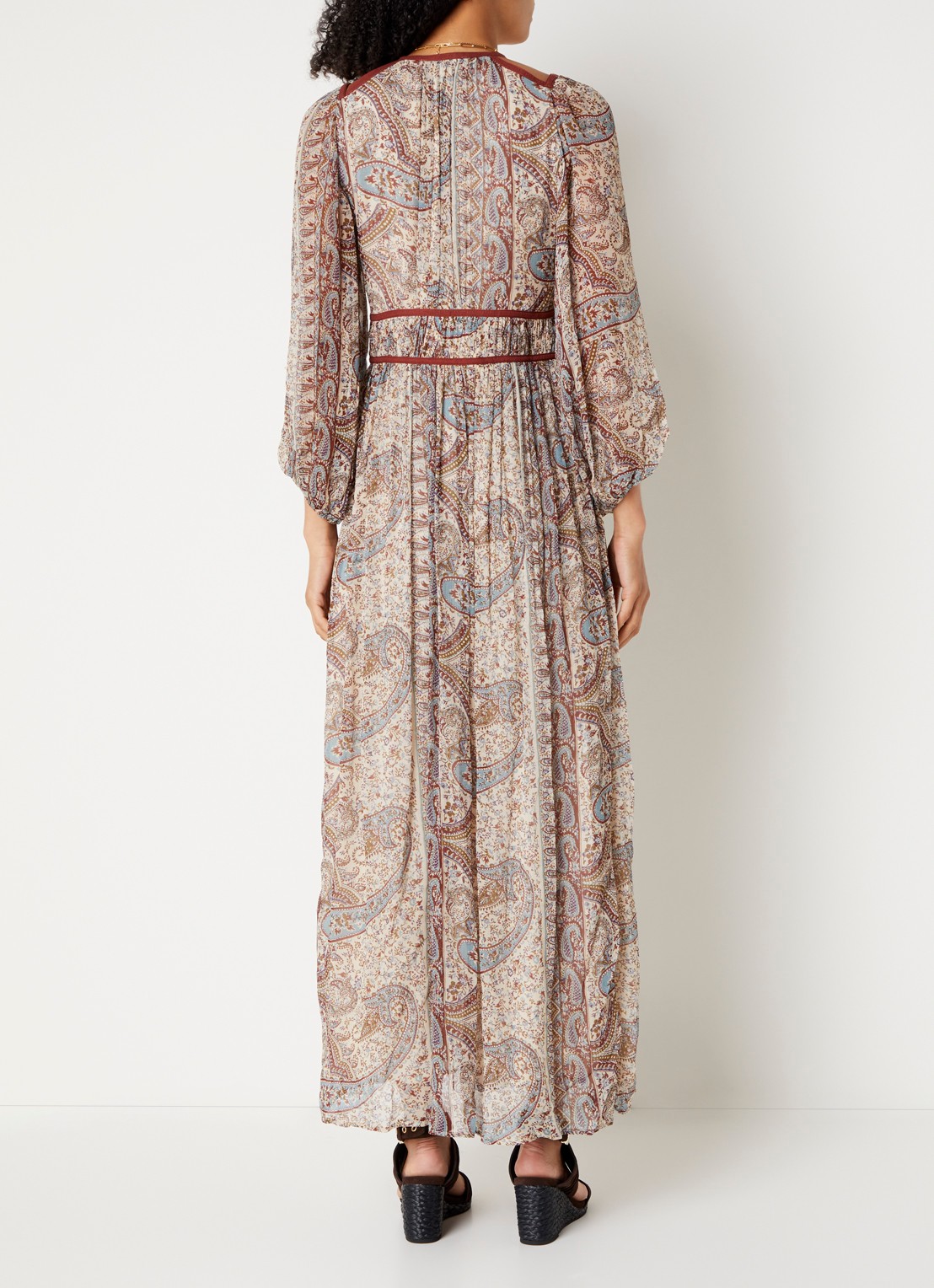 ba&sh Chana maxi tuniekjurk met print - achterkant 3 gebroken wit
