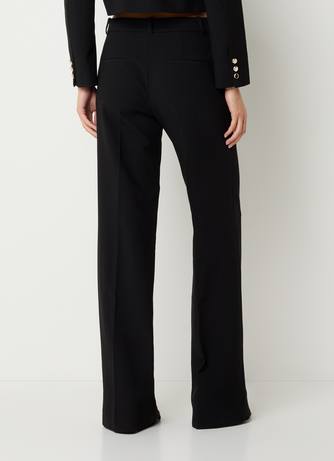 ba&sh Chaza mid waist straight fit pantalon met steekzakken - achterkant zwart