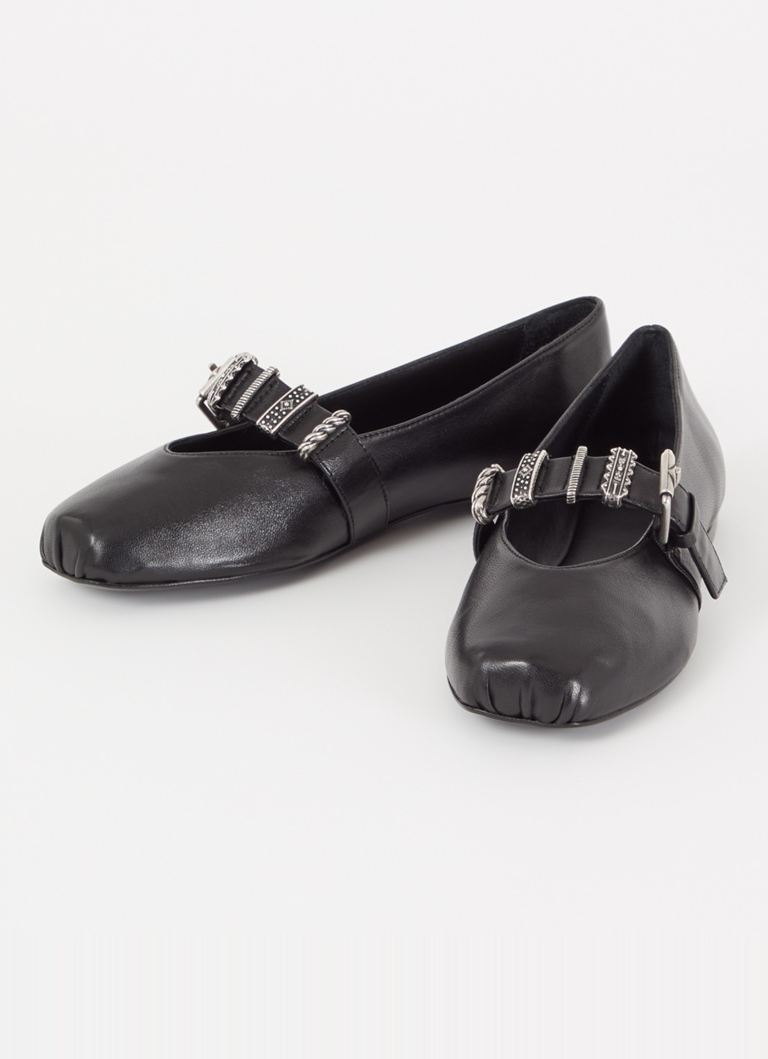 ba&sh Cherkane ballerina van lamsleer met gespdetail - detail 3 zwart