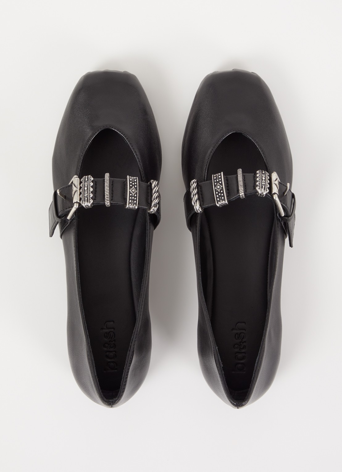 ba&sh Cherkane ballerina van lamsleer met gespdetail - detail 4 zwart