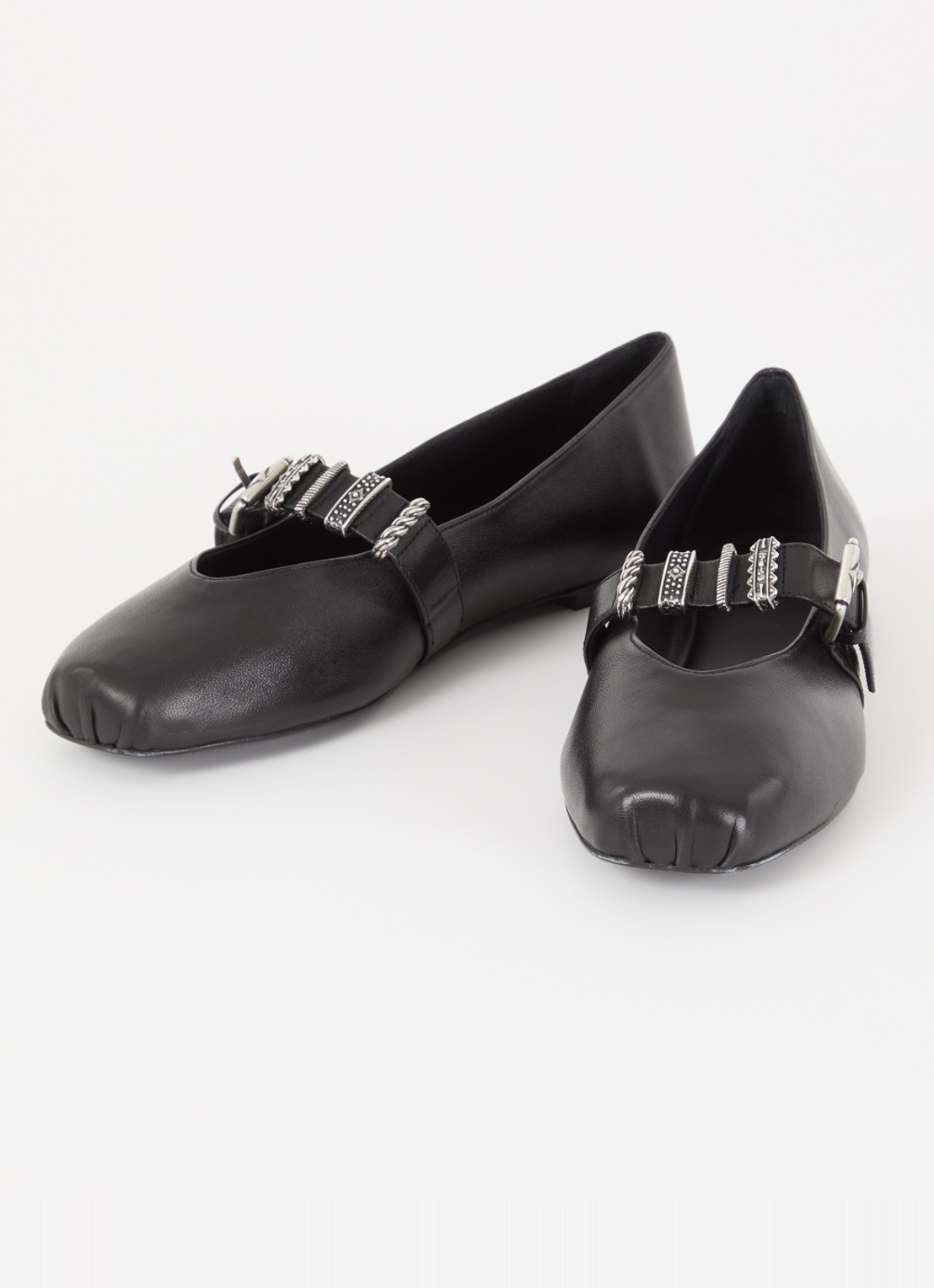 ba&sh Cherkane ballerina van lamsleer met gespdetail - detail 6 zwart