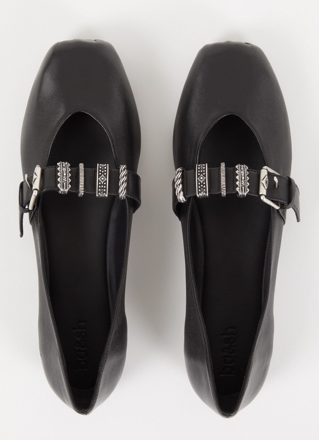 ba&sh Cherkane ballerina van lamsleer met gespdetail - detail 7 zwart