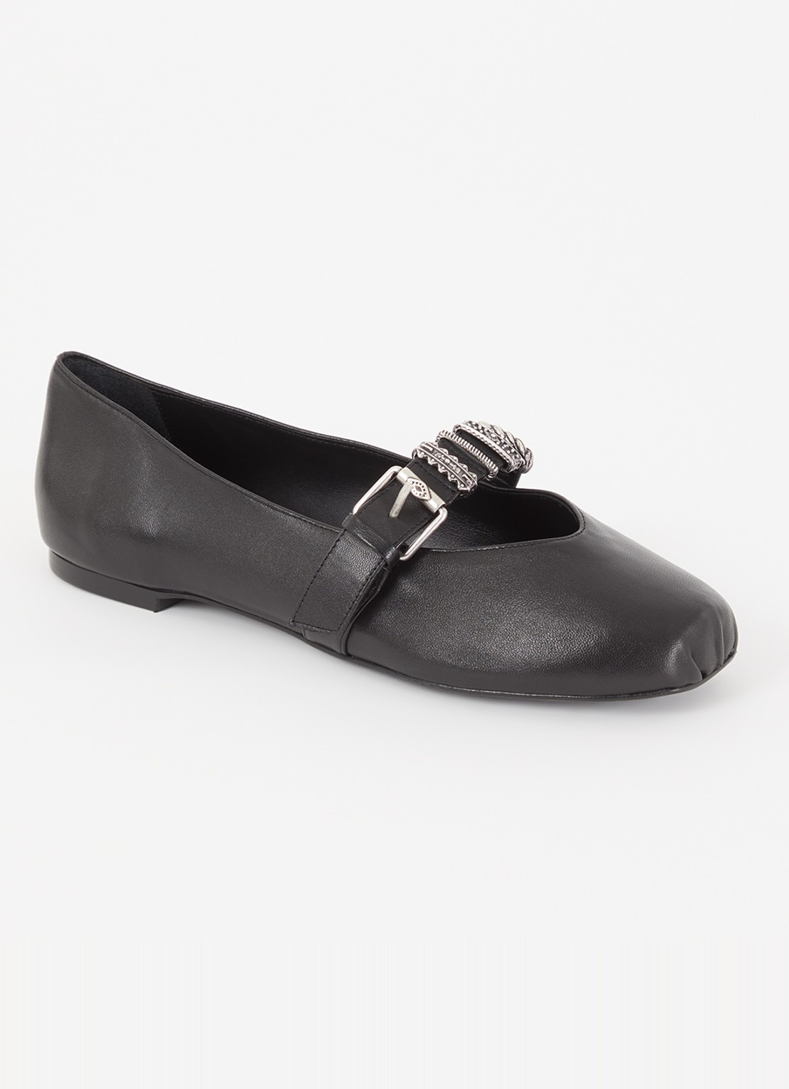 ba&sh Cherkane ballerina van lamsleer met gespdetail - voorkant 9 zwart