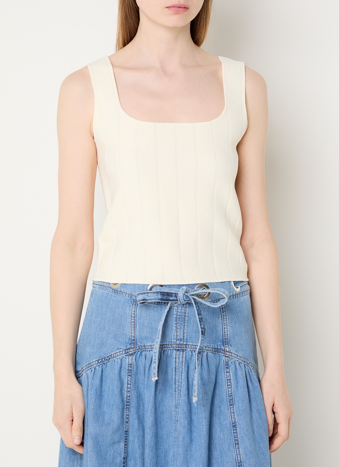 ba&sh Chila tanktop met stretch - detail 4 ivoor