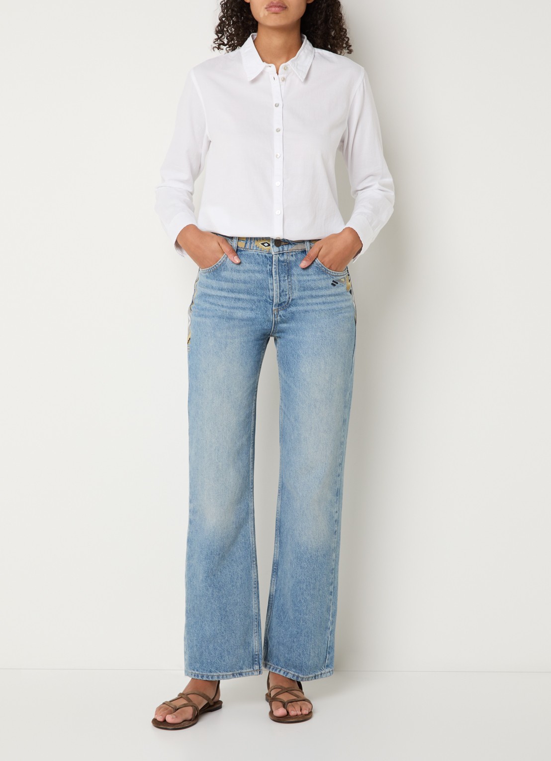 ba&sh Chiren blouse met kraag - voorkant 3 wit