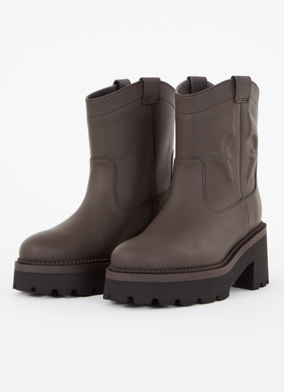 ba&sh Chuva enkellaarsje van leer - detail donkerbruin