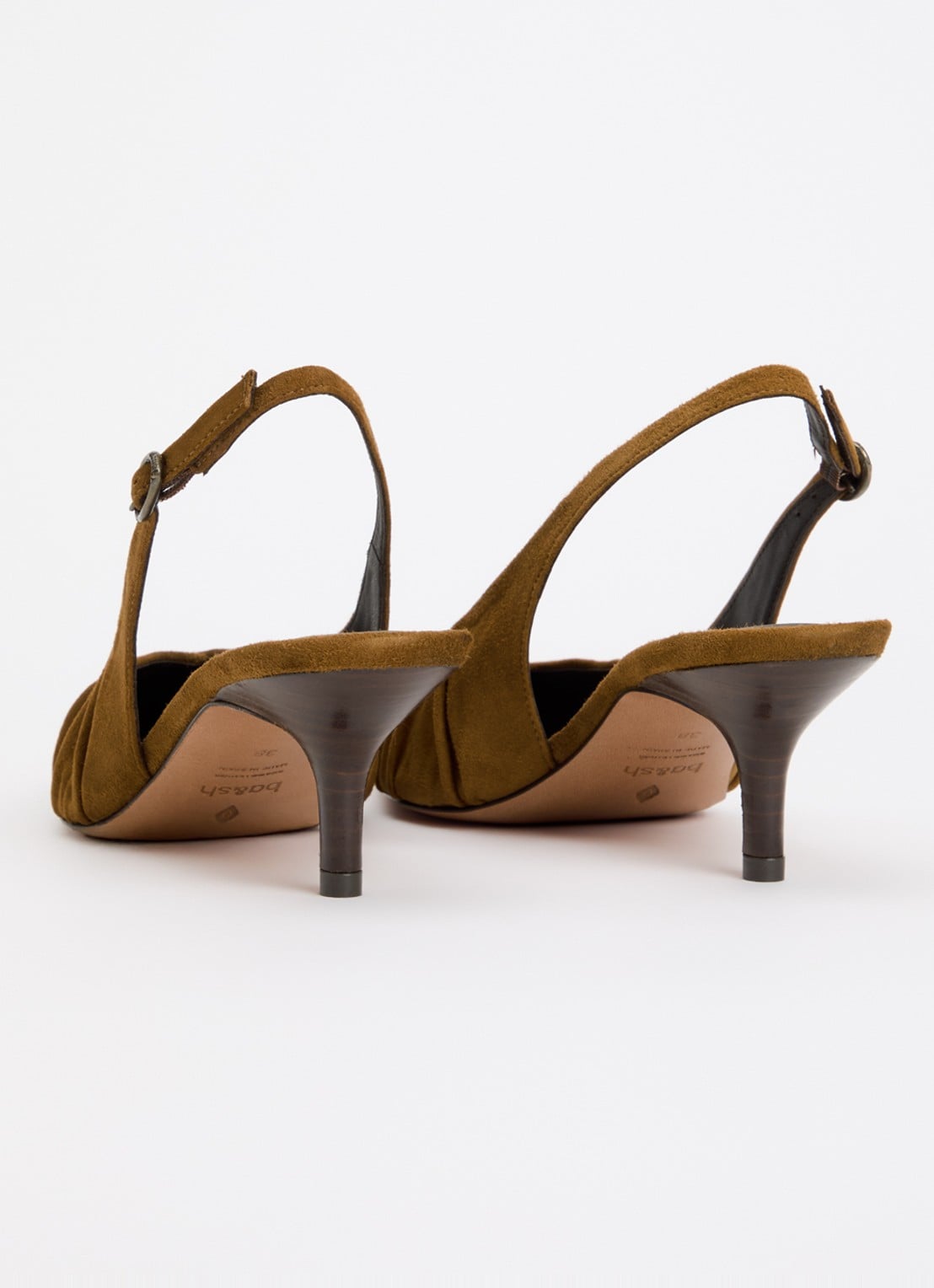 ba&sh Cidney slingback van suède  - achterkant 5 cognac