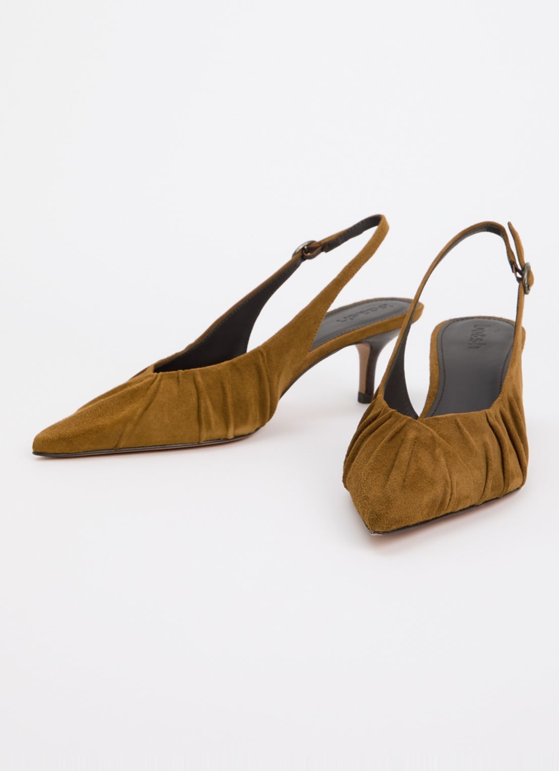ba&sh Cidney slingback van suède  - detail 2 cognac