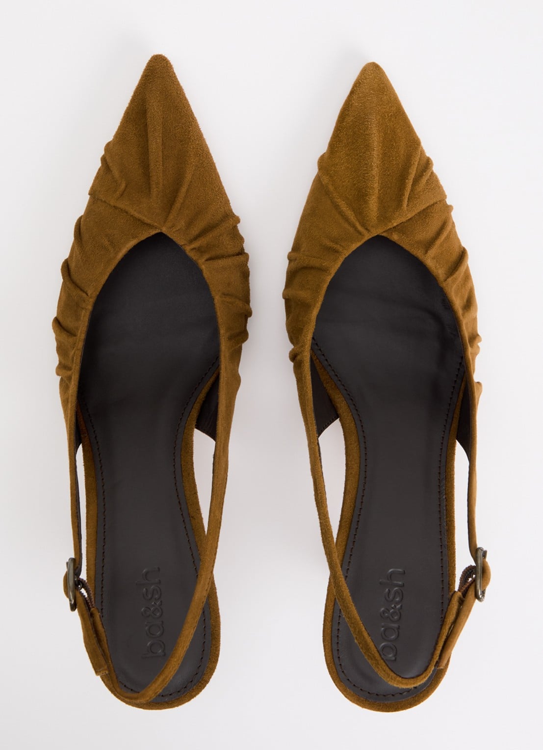 ba&sh Cidney slingback van suède  - detail 3 cognac