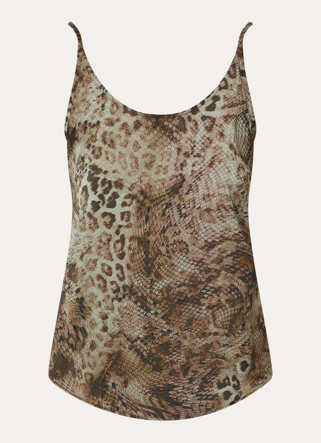 ba&sh Cigue tanktop van satijn met print - voorkant bruin