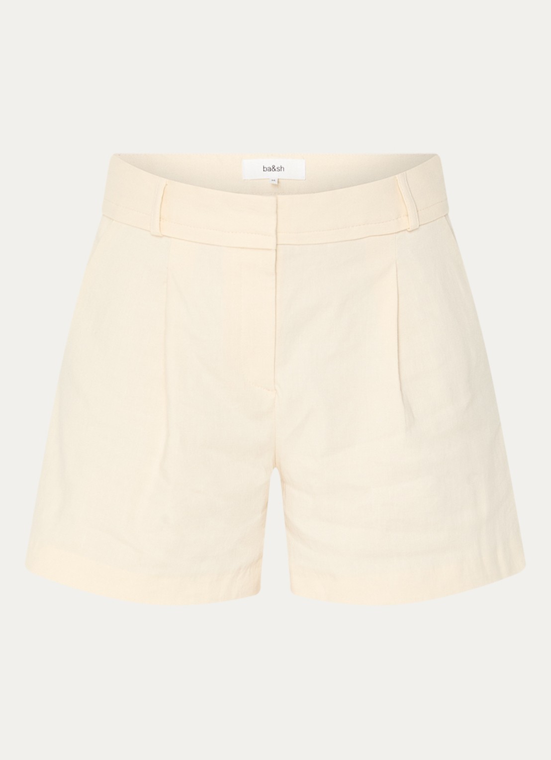 ba&sh Cilo high waist wide fit korte broek in linnenblend - voorkant 3 creme