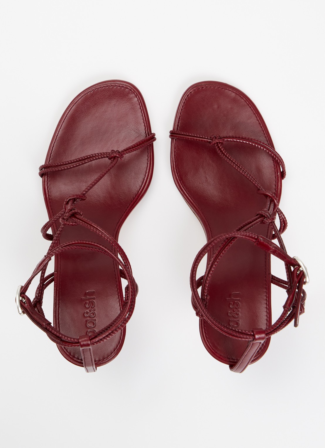 ba&sh Ciloo sandalette van leer - detail 2 bordeauxrood