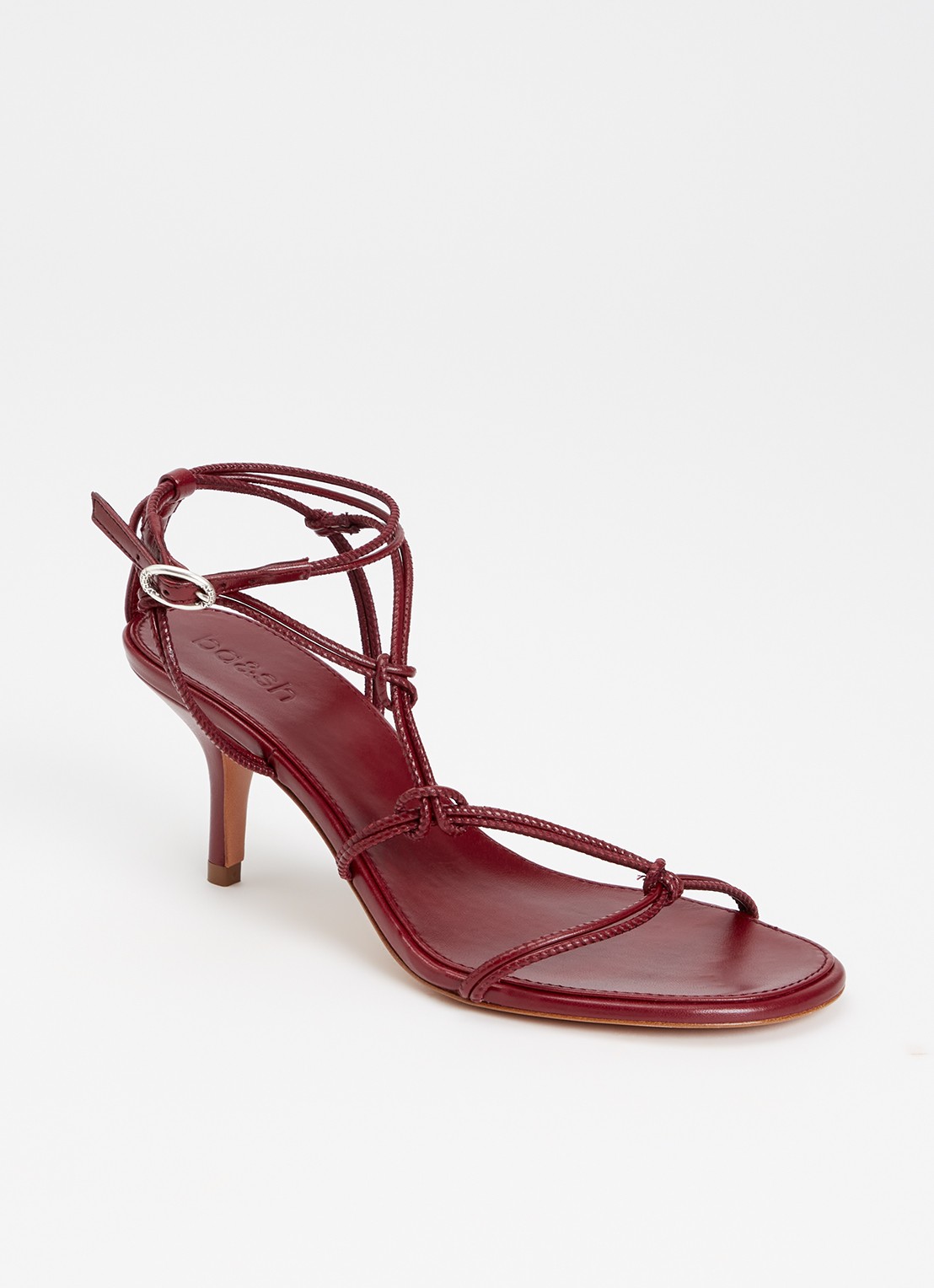 ba&sh Ciloo sandalette van leer - voorkant 4 bordeauxrood