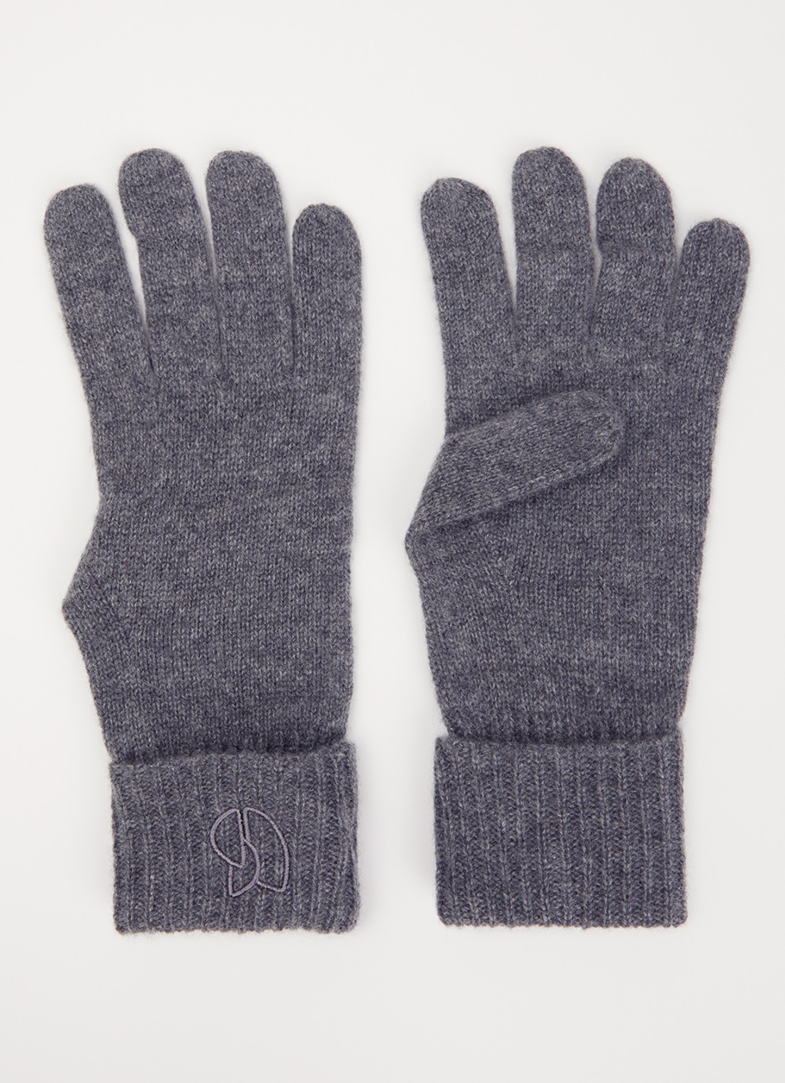 ba&sh Cimon fijngebreide handschoenen van kasjmier met logoborduring - voorkant donkergrijs