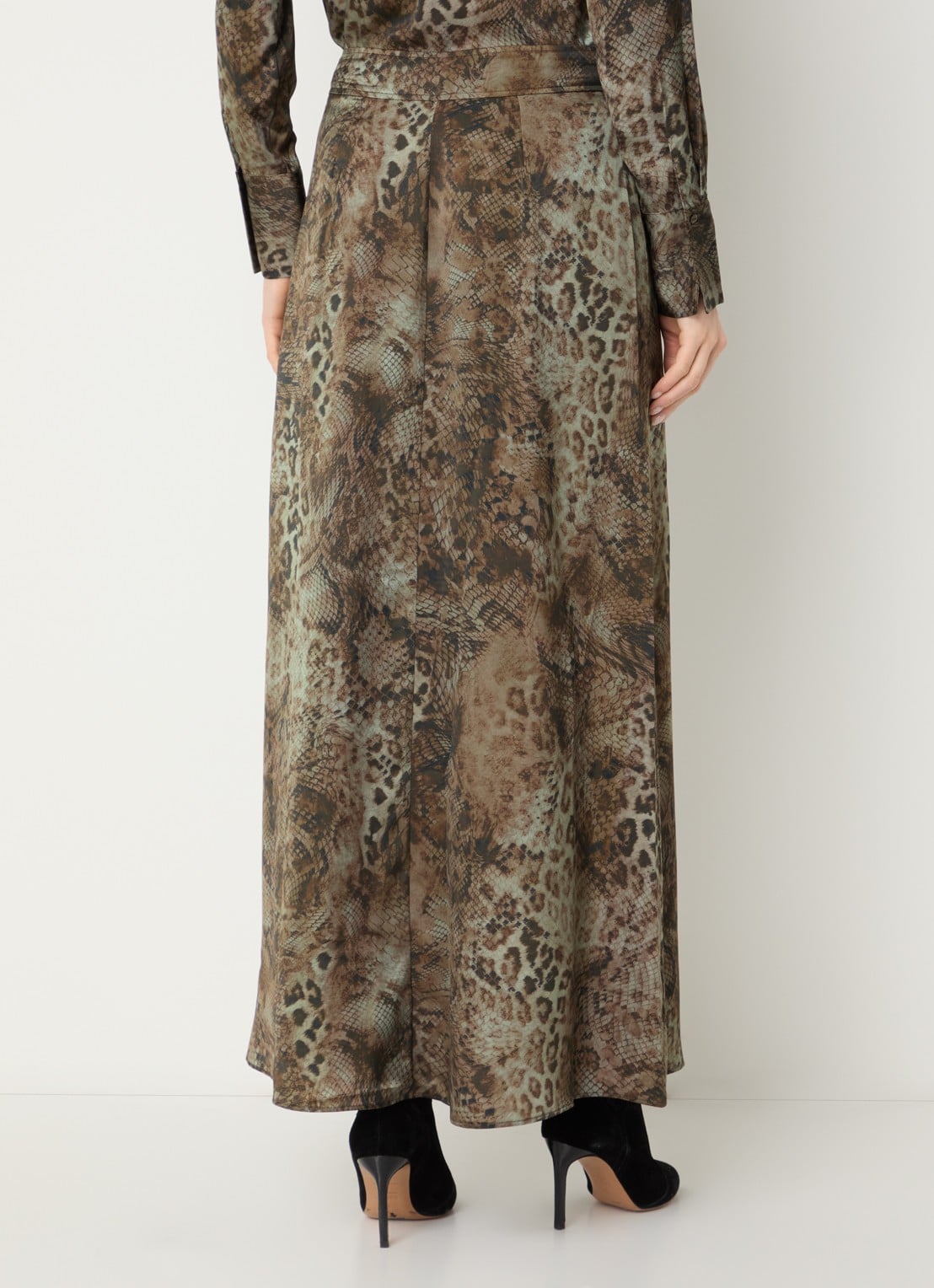 ba&sh Ciria midi rok met dierenprint - achterkant 4 khaki