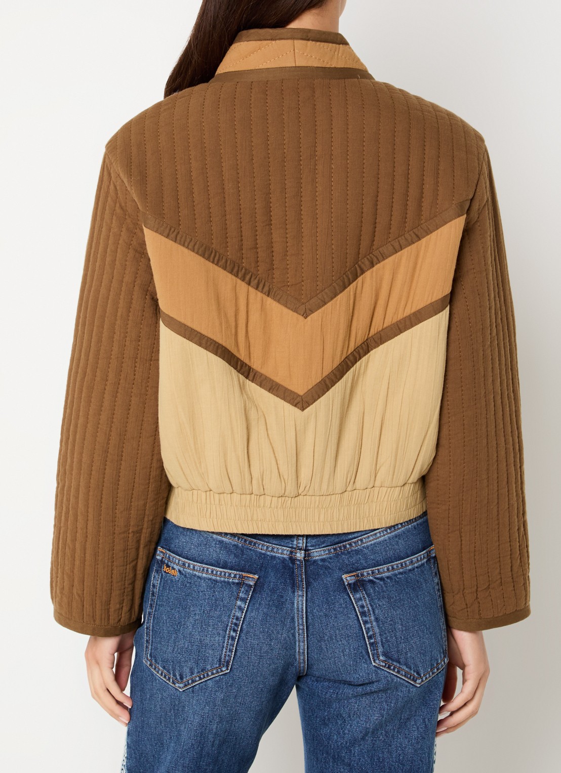ba&sh Ciska jack met quilt patroon en steekzakken - achterkant 4 camel