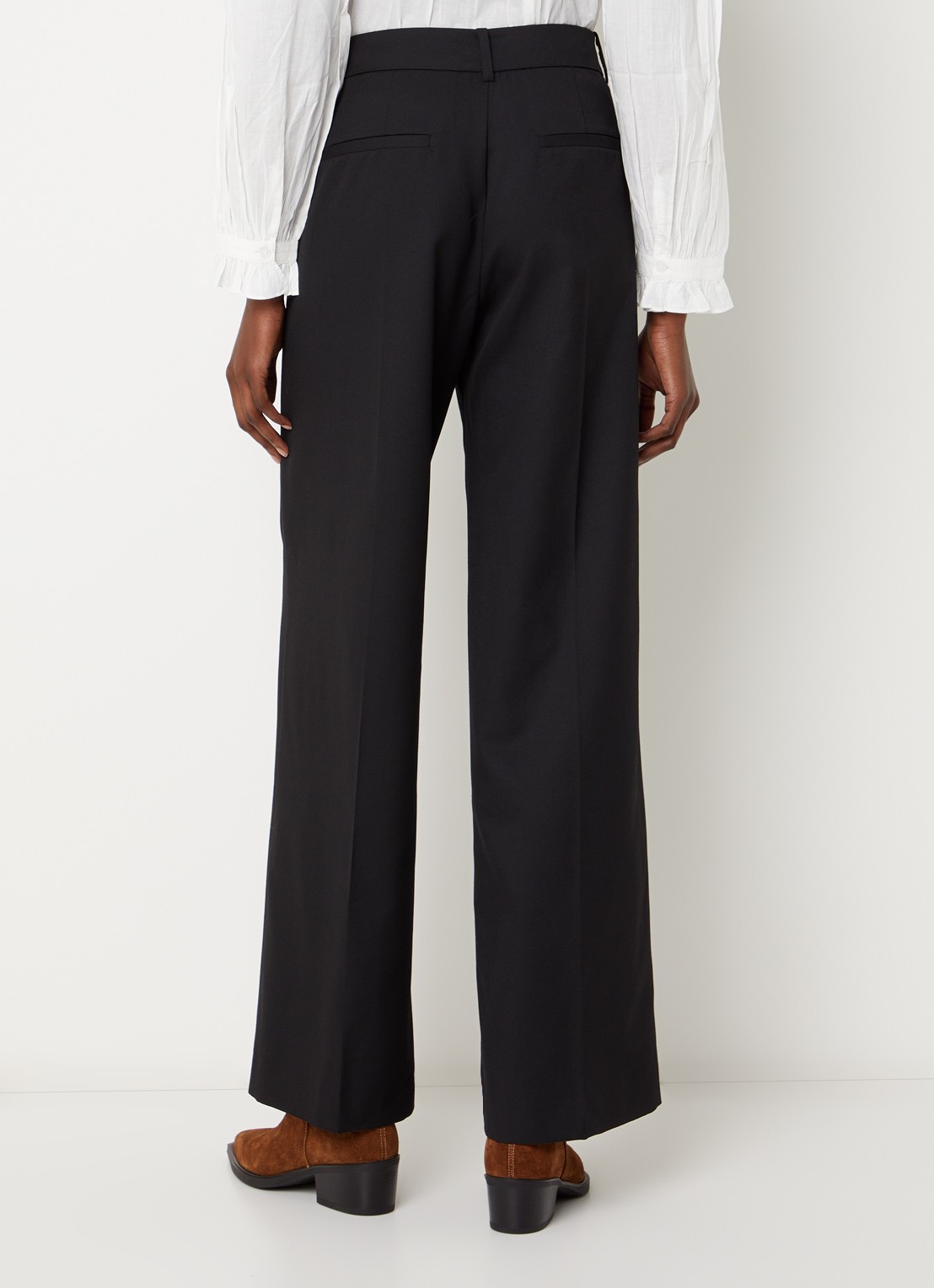 ba&sh Cistachio mid waist straight fit broek met steekzakken - achterkant zwart