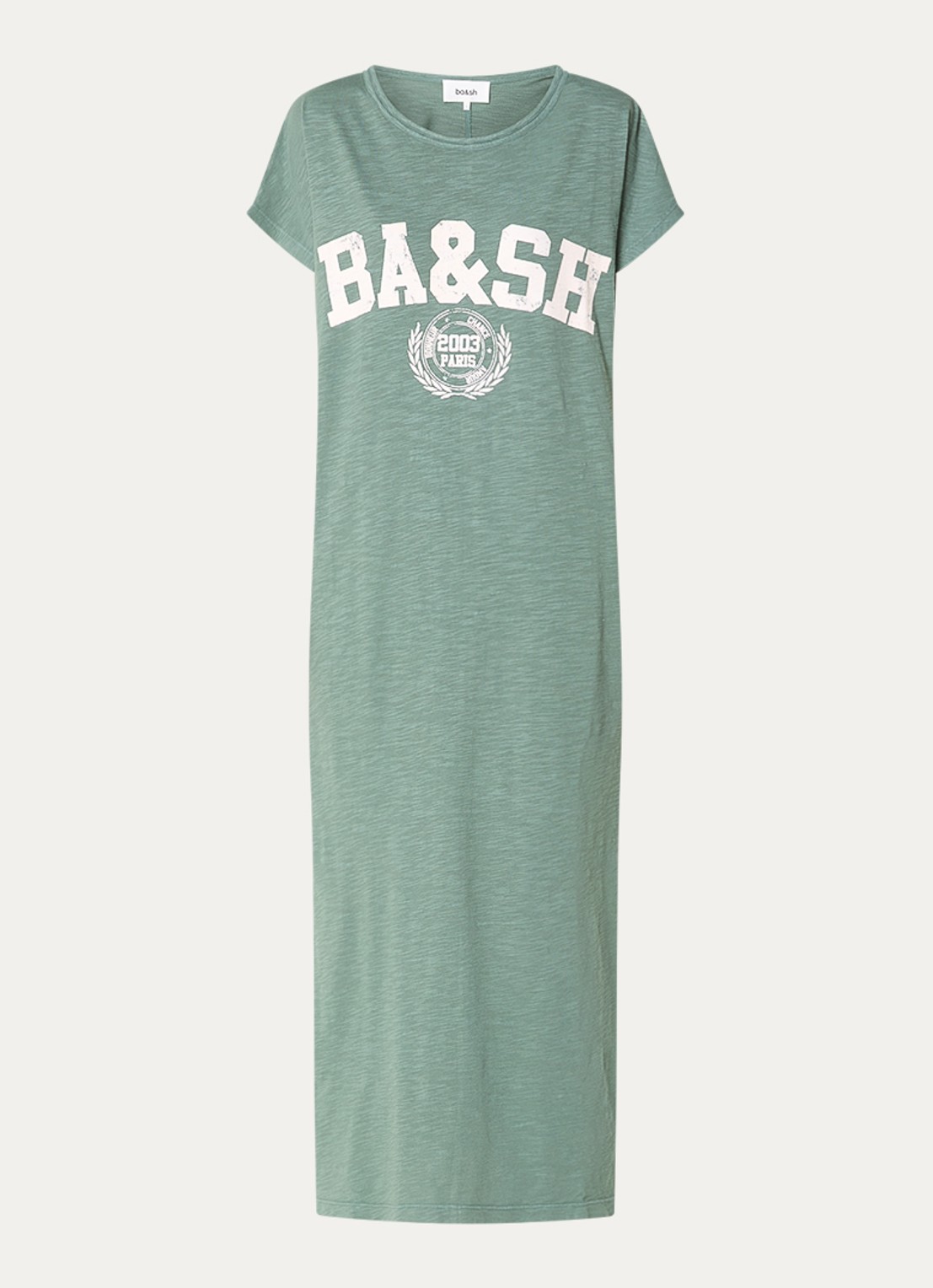 ba&sh Civia midi T-shirt jurk met logo - voorkant mint