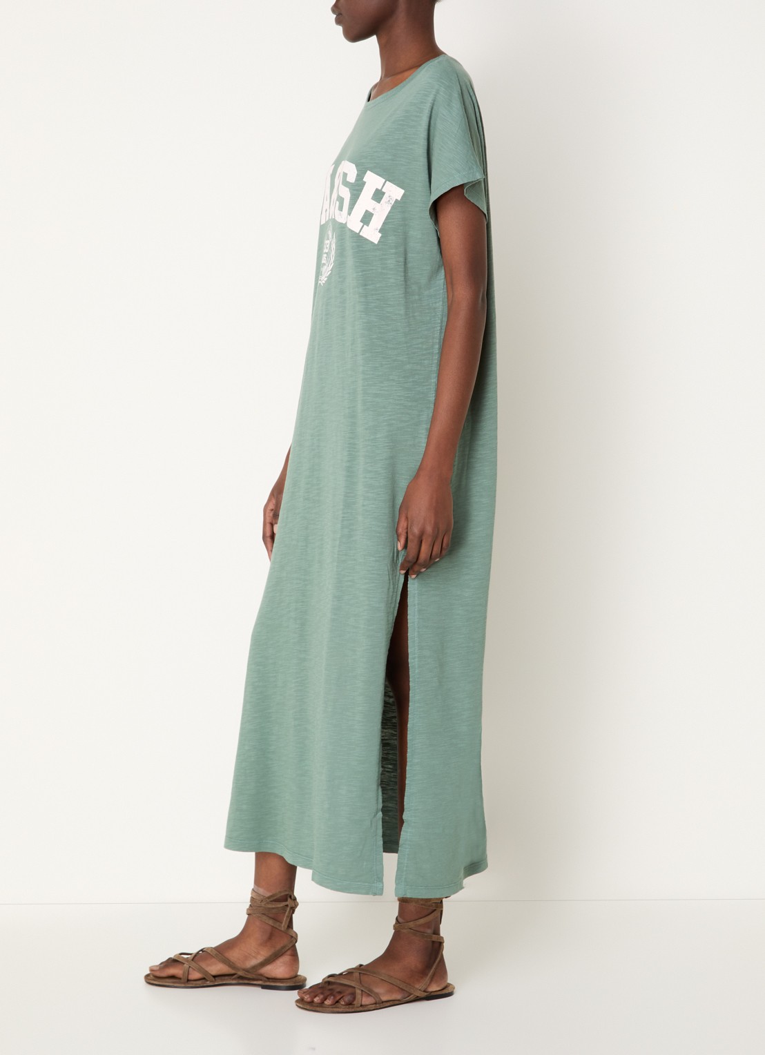 ba&sh Civia midi T-shirt jurk met logo - voorkant 2 mint