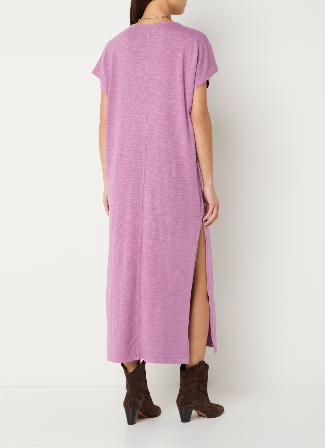 ba&sh Civia midi T-shirt jurk met logo - achterkant 3 roze
