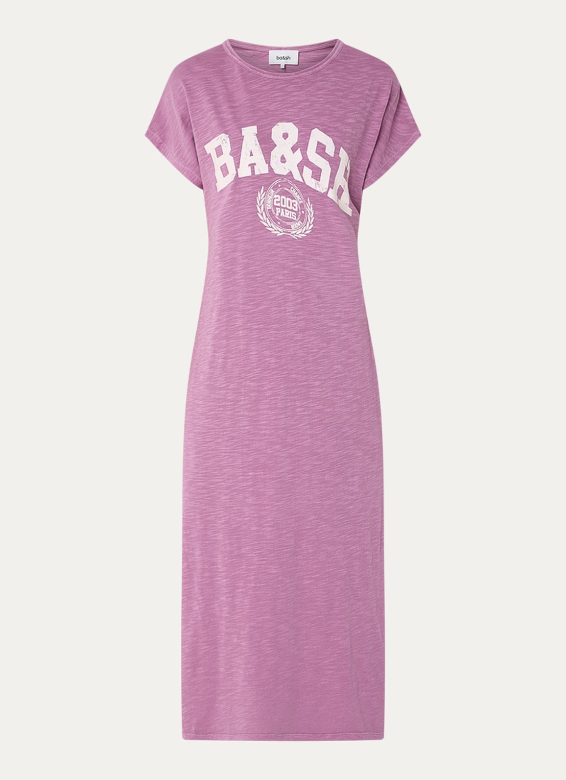 ba&sh Civia midi T-shirt jurk met logo - voorkant roze