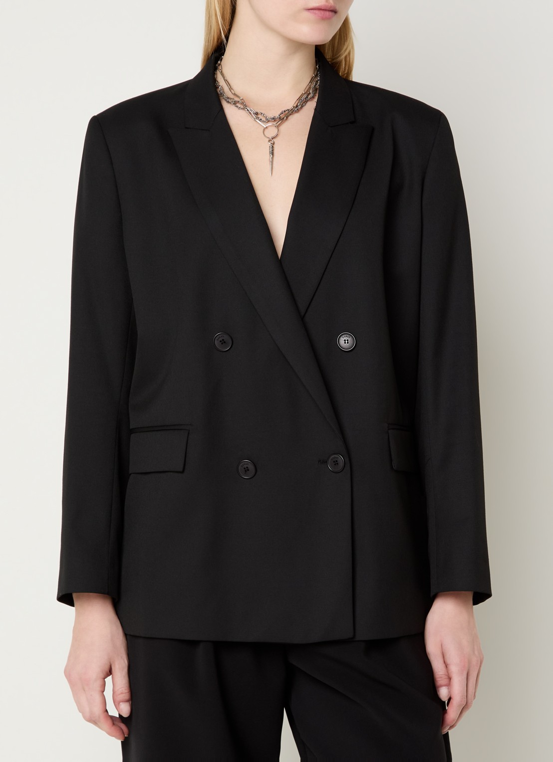ba&sh Claro blazer in wolblend met klepzakken - detail 3 zwart