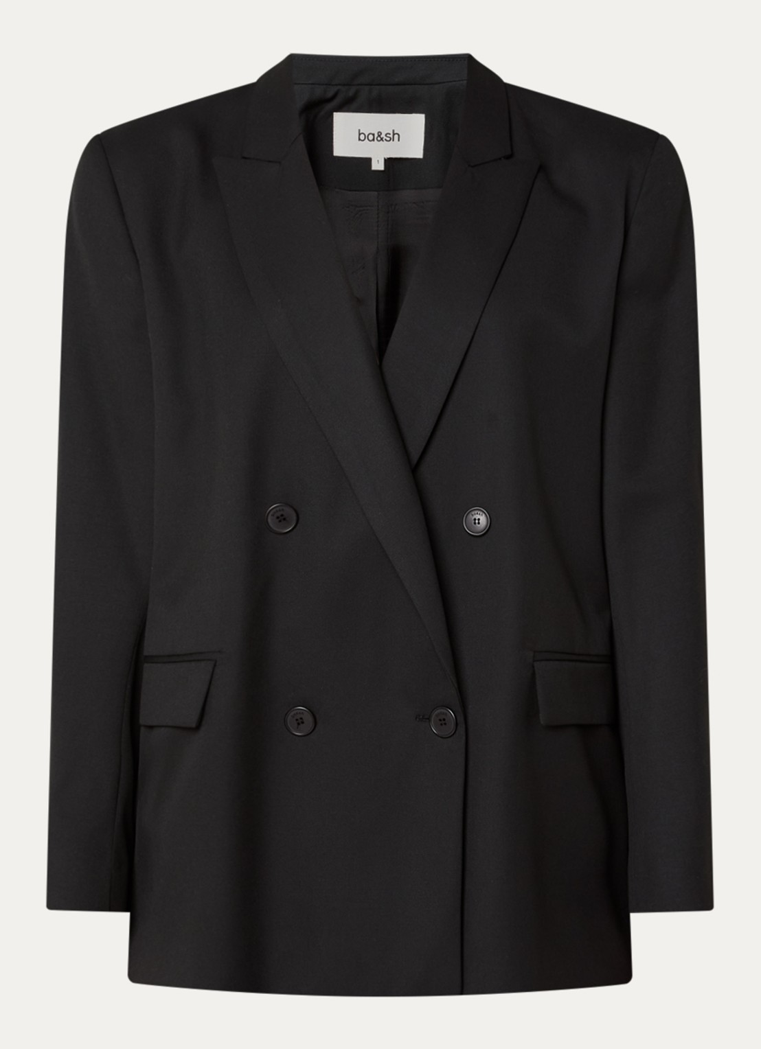 ba&sh Claro blazer in wolblend met klepzakken - voorkant zwart