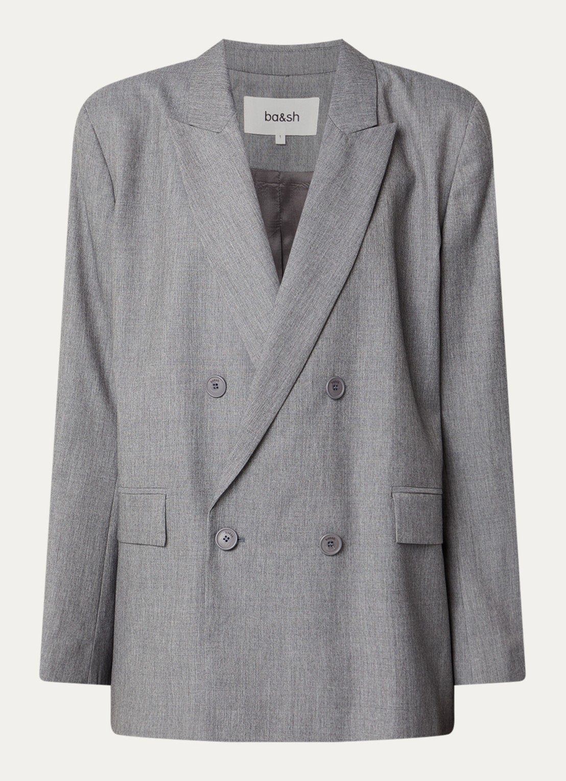 ba&sh Claro blazer in wolblend met klepzakken - voorkant 2 grijsmele