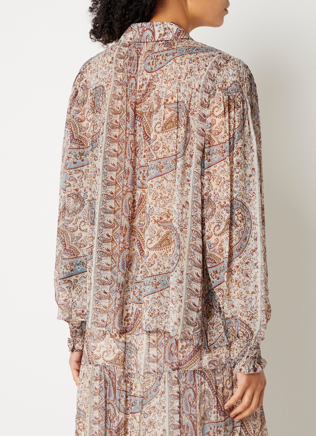 ba&sh Cleo blouse met print - achterkant beige
